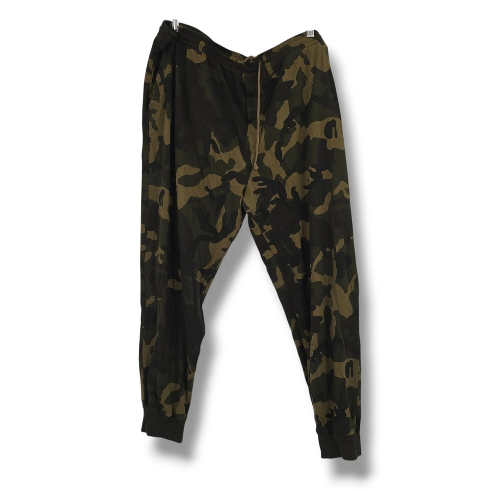 J. Crew Knit Goods Mens XXL Slim Camo Jogger Pants Green Camouflage Drawstring